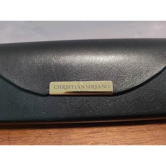 Christian Siriano Designer Hard Eye Glass Case Black Leather Magnetic Close 6"x3 - Picture 2 of 6